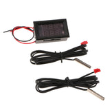Max DC 4-28V Dual Display Digital Thermometer NTC Metal Probe Red Red Display