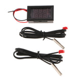 Max DC 4-28V Dual Display Digital Thermometer NTC Metal Probe Red Red Display