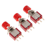 Maxbell 3 Pieces 6mm Toggle Switch Reset Button DS-612 Red Cap Reset Button C-NO-NC