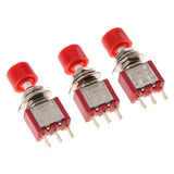 Maxbell 3 Pieces 6mm Toggle Switch Reset Button DS-612 Red Cap Reset Button C-NO-NC