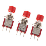 Maxbell 3 Pieces 6mm Toggle Switch Reset Button DS-612 Red Cap Reset Button C-NO-NC