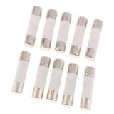 Max 20 Pieces R015 Series 500V Cylindrical Ceramic Fuse Tube Fast Blow 38x10mm 10A