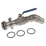 Max 45DTilt Nozzl Ball Valve Drum Adapter for 200L Stainless Steel 40.5MM Outlet