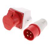 Max 380-415V 16A Waterproof Male And Female Connectors 3P+E IP44 6H Plug Socket