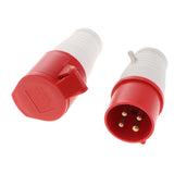 Maxbell Waterproof Power Cable Connector,Male Female Coupler 3/4P 014+214 4-Pin 16A