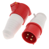 Maxbell Waterproof Power Cable Connector,Male Female Coupler 3/4P 014+214 4-Pin 16A
