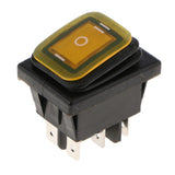 Max KCD4 On-Off-On 6Pin 220V LED Marine Rocker Toggle Switch Waterproof Yellow