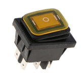 Max KCD4 On-Off-On 6Pin 220V LED Marine Rocker Toggle Switch Waterproof Yellow