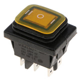 Max KCD4 On-Off-On 6Pin 220V LED Marine Rocker Toggle Switch Waterproof Yellow
