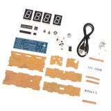 Max 4-digit DIY Digital LED Clock Kit Light Control Temp Date Time Display Blue
