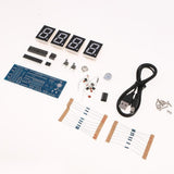 Max 4-digit DIY Digital LED Clock Kit Light Control Temp Date Time Display Blue