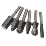 Max 6pcs 1/4 Inch Hard High Speed Steel Rotary File Burr Drill Bits
