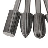 Max 6pcs 1/4 Inch Hard High Speed Steel Rotary File Burr Drill Bits