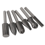 Max 6pcs 1/4 Inch Hard High Speed Steel Rotary File Burr Drill Bits