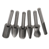Max 6pcs 1/4 Inch Hard High Speed Steel Rotary File Burr Drill Bits