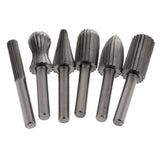Max 6pcs 1/4 Inch Hard High Speed Steel Rotary File Burr Drill Bits