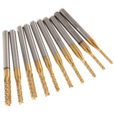 Maxbell 10 Pcs Carbide End Mill Bits Set Milling Cutter Engraving Tool 1.5-3.175mm