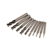 Maxbell 10 Pieces End Mill High Speed Steel HSS Straight Shank Square Nose 2-10mm