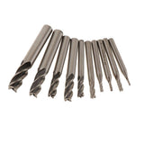 Maxbell 10 Pieces End Mill High Speed Steel HSS Straight Shank Square Nose 2-10mm