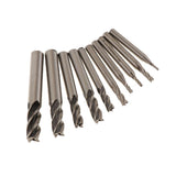 Maxbell 10 Pieces End Mill High Speed Steel HSS Straight Shank Square Nose 2-10mm