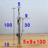 Maxbell HSS Woodworking Wood Salad Drill Multi-stage Drilling 5×9×100mm