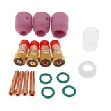 Max 17Pcs TIG Gas Lens Back Cap Collect Body Set Welding Torch WP 17/18/26