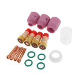 Max 17Pcs TIG Gas Lens Back Cap Collect Body Set Welding Torch WP 17/18/26
