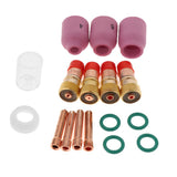 Max 17Pcs TIG Gas Lens Back Cap Collect Body Set Welding Torch WP 17/18/26
