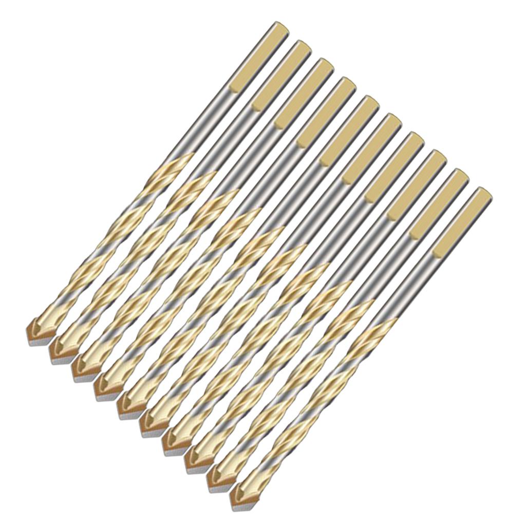 Maxbell 10 Pieces HSS Straight Shank Coated Triangle Twist Spiral Drill Bit Set 6mm