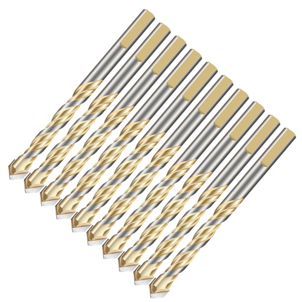 Maxbell 10 Pieces HSS Straight Shank Coated Triangle Twist Spiral Drill Bit Set 8mm