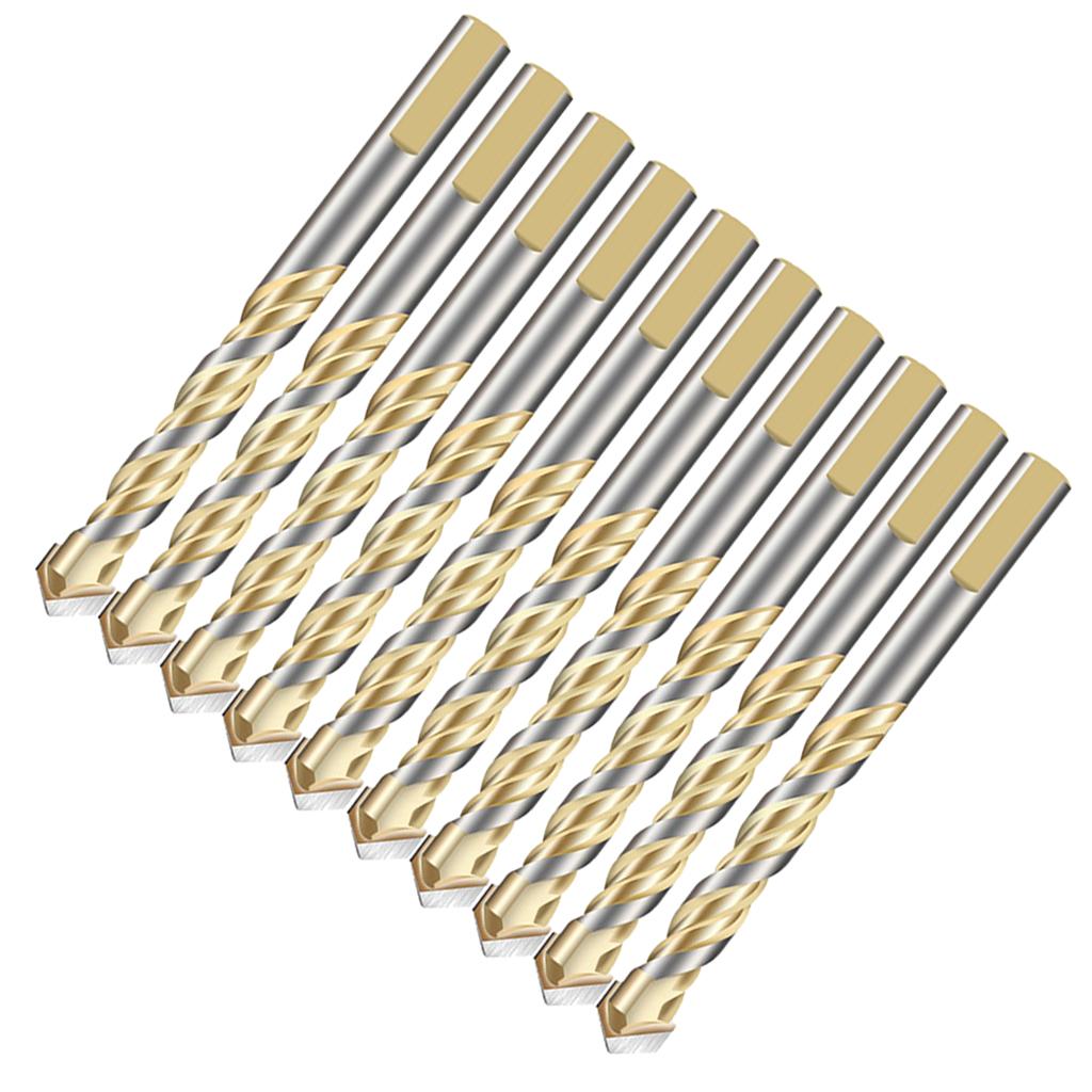 Maxbell 10 Pieces HSS Straight Shank Coated Triangle Twist Spiral Drill Bit Set 12mm