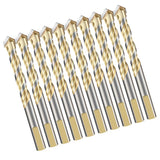 Maxbell 10 Pieces HSS Straight Shank Coated Triangle Twist Spiral Drill Bit Set 12mm