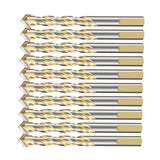 Maxbell 10 Pieces HSS Straight Shank Coated Triangle Twist Spiral Drill Bit Set 12mm