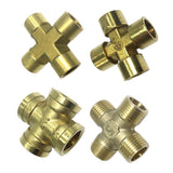 Max 1Pc Cross Female/Male Thread Adapter Connector Brass Pipe Fitting 4Way DN8 F