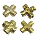 Max 1Pc Cross Female/Male Thread Adapter Connector Brass Pipe Fitting 4Way DN8 F