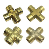 Max 1Pc Cross Female/Male Thread Adapter Connector Brass Pipe Fitting 4Way DN8 F