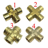 Max 1Pc Cross Female/Male Thread Adapter Connector Brass Pipe Fitting 4Way DN8 F