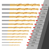 Maxbell 13pieces M2 HSS Left Hand Drill Bit Set with Titanium Nitride Coating Tool