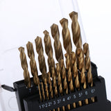 Maxbell 19pcs HSS Twist Drill Bit for Metal 1.0~10mm Titanium Coated Chamfering Tool