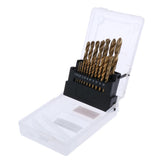 Maxbell 19pcs HSS Twist Drill Bit for Metal 1.0~10mm Titanium Coated Chamfering Tool