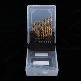 Maxbell 19pcs HSS Twist Drill Bit for Metal 1.0~10mm Titanium Coated Chamfering Tool