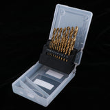 Maxbell 19pcs HSS Twist Drill Bit for Metal 1.0~10mm Titanium Coated Chamfering Tool