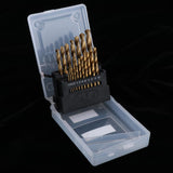 Maxbell 19pcs HSS Twist Drill Bit for Metal 1.0~10mm Titanium Coated Chamfering Tool