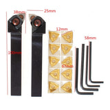 Max 2pcs CNC Metal Lathe Turning Tools Holder Bit Set with Carbide Inserts