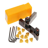 Max 2pcs CNC Metal Lathe Turning Tools Holder Bit Set with Carbide Inserts