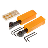Max 2pcs CNC Metal Lathe Turning Tools Holder Bit Set with Carbide Inserts