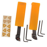Max 2pcs CNC Metal Lathe Turning Tools Holder Bit Set with Carbide Inserts