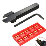 Maxbell 10Pcs MGMN200 Inserts MGEHR1212-2 Lathe Cutter Grooving Tool Holder L Wrench