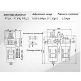 Maxbell BFC2000 Pneumatic Air Compressor Source Treatment Air Pressure Regulator 1/4