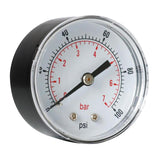 Max Metal Radial Pressure Gauge for Oil Air Water TS-Y50Z8 Tool 0-100psi 0-7bar